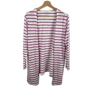 Chico's cardigan sweater duster knit‎ top white purple striped petite 2 casual